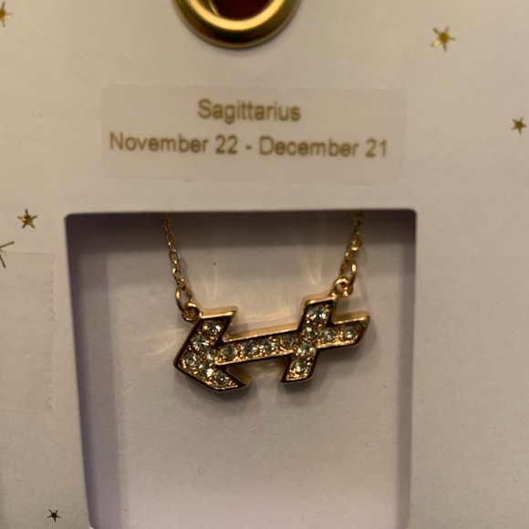 Sagittarius zodiac sign necklace bling gold tone - Picture 4 of 4